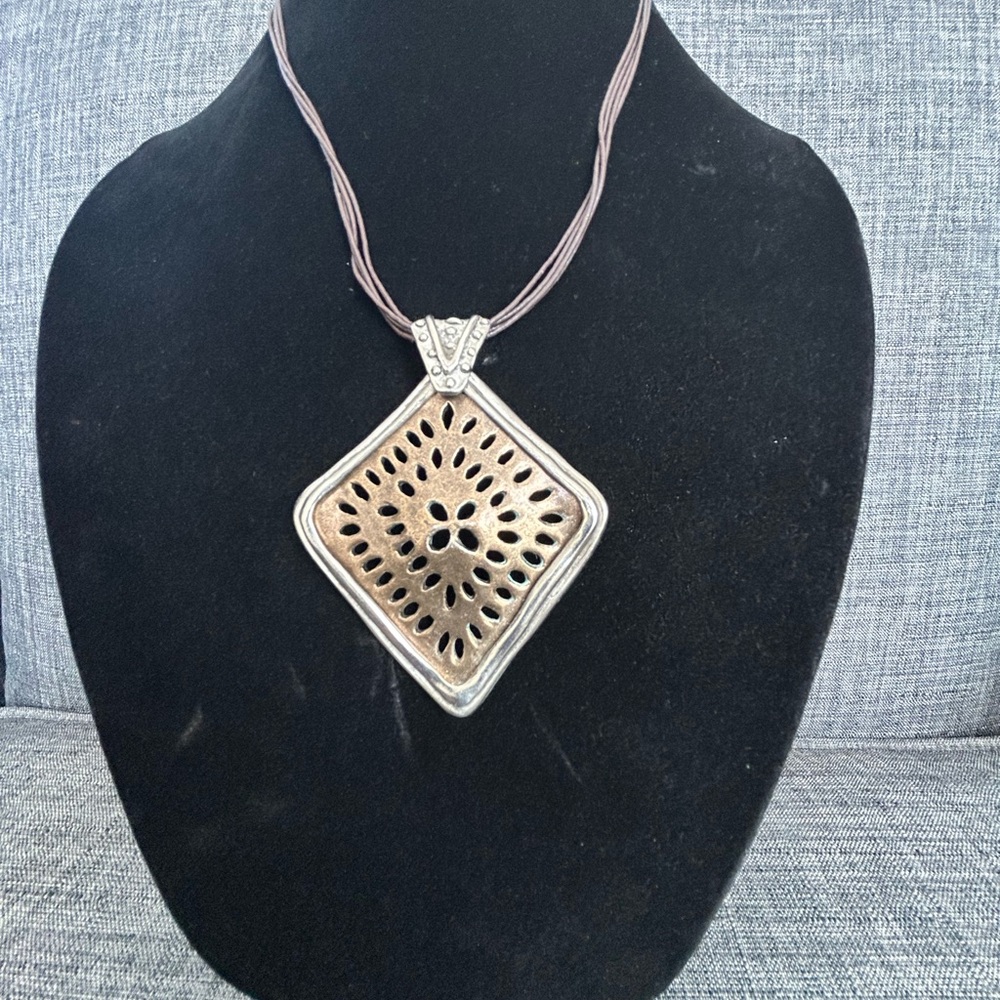 Vintage Chico's Silver and Gold Geometric Pendant Necklace